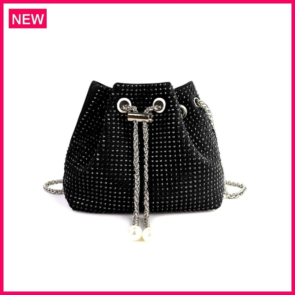 Glitter Bucket Bag with Detachable Chain, Sequin Evening Purse for Parties